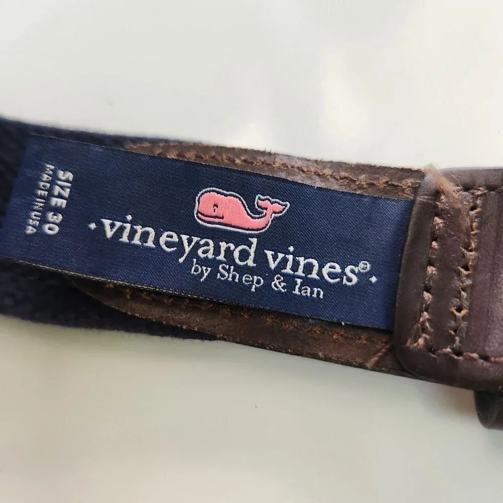 Vineyard Vines American Flag Leather Belt Size 30